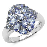 Bids.com 1.74 Carat Genuine Tanzanite .925 Sterling Silver Ring Rings White Smoke size 7.00,size 6.00,size 8.00,size 9.00