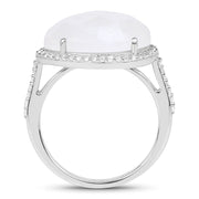 Bids.com 7.33 Carat Genuine White Rainbow Moonstone And White Topaz .925 Sterling Silver Ring Rings White Smoke size 6.00,size 7.00,size 8.00,size 9.00