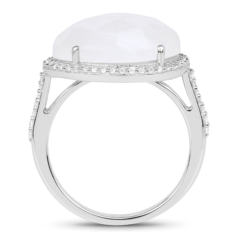 Bids.com 7.33 Carat Genuine White Rainbow Moonstone And White Topaz .925 Sterling Silver Ring Rings White Smoke size 6.00,size 7.00,size 8.00,size 9.00