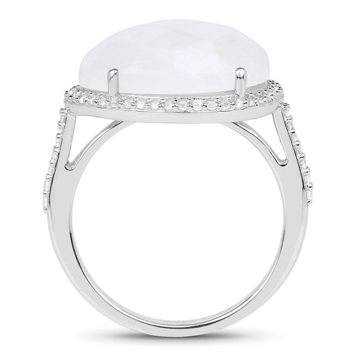 Bids.com 7.33 Carat Genuine White Rainbow Moonstone And White Topaz .925 Sterling Silver Ring Rings White Smoke size 6.00,size 7.00,size 8.00,size 9.00