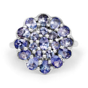 Bids.com 2.70 Carat Genuine Tanzanite .925 Sterling Silver Ring Rings White Smoke size 6.00,size 7.50,size 7.00,size 8.00,size 9.00,size 5.00