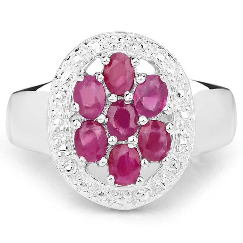 Bids.com 1.54 Carat Genuine Ruby .925 Sterling Silver Ring Rings White Smoke size 6.00,size 7.00,size 8.00,size 9.00,size 10.00,size 5.00,size 5.50