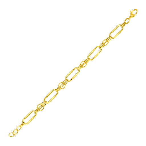 Bids.com 14k Yellow Gold Bracelet with Polished Rectangular Oval Links Bracelets White Smoke 8 / Yellow Gold
