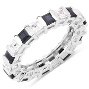 Bids.com 3.60 Carat Genuine Blue Sapphire and White Topaz .925 Sterling Silver Ring Rings White Smoke size 5.00,size 6.00,size 7.00,size 8.00,size 9.00