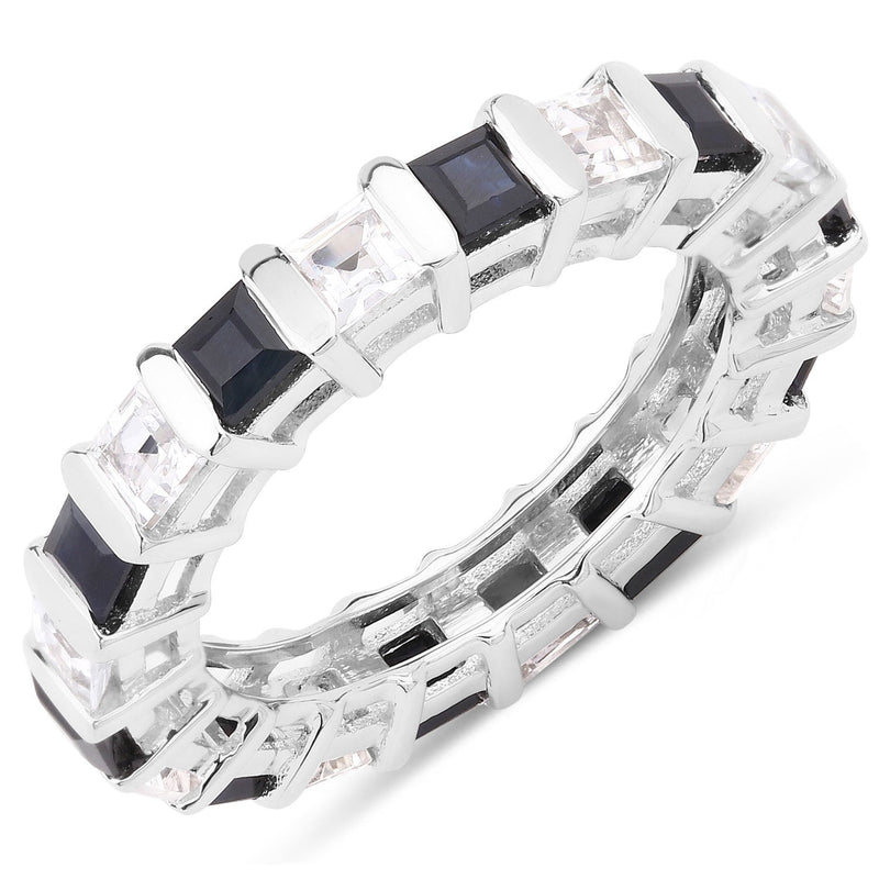 Bids.com 3.60 Carat Genuine Blue Sapphire and White Topaz .925 Sterling Silver Ring Rings White Smoke size 5.00,size 6.00,size 7.00,size 8.00,size 9.00