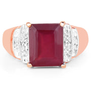 Bids.com 14K Rose Gold Plated 4.26 Carat Genuine Glass Filled Ruby and White Topaz .925 Sterling Silver Ring Rings White Smoke size 7.00,size 8.00,size 6.00,size 9.00