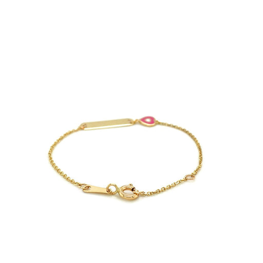 Bids.com 14k Yellow Gold 5 1/2 inch Childrens ID Bracelet with Enameled Heart Bracelets White Smoke 5.5 / Yellow Gold