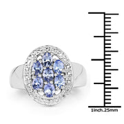 Bids.com 1.19 Carat Genuine Tanzanite .925 Sterling Silver Ring Rings White Smoke size 6.00,size 7.00,size 8.00,size 9.00,size 5.00,size 10.00