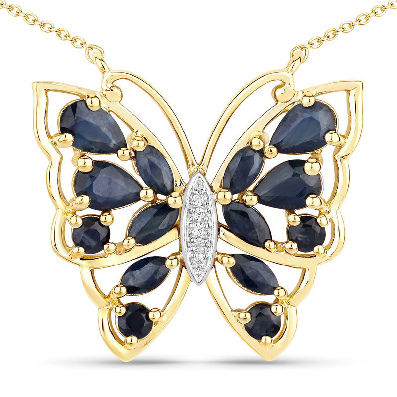 Bids.com 2.94 Carat Genuine Blue Sapphire and White Zircon .925 Sterling Silver Necklace Necklaces White Smoke