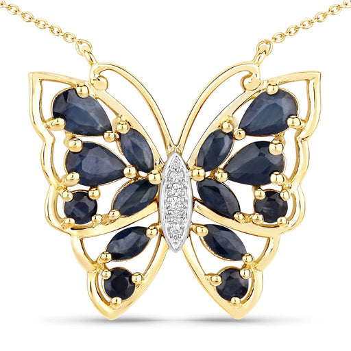 Bids.com 2.94 Carat Genuine Blue Sapphire and White Zircon .925 Sterling Silver Necklace Necklaces White Smoke