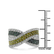 Bids.com 1.44 Carat Genuine Multi Diamond .925 Sterling Silver Ring Rings White Smoke size 7.00,size 6.00,size 8.00,size 9.00