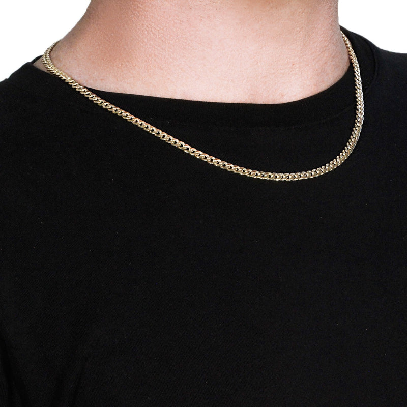 Bids.com 10k Yellow Gold Miami Cuban Semi Solid Chain (4.50 mm) Necklaces Black 20 / Yellow Gold,22 / Yellow Gold