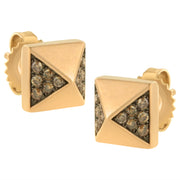 Bids.com 14K Rose Gold 1/4 Cttw Brown Diamond Pyramid Stud Earring (Brown Color, SI1-SI2 Clarity) Earrings White Smoke Rose.Gold / 0.28