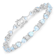 Bids.com 11.10 Carat Genuine Blue Topaz and White Diamond .925 Sterling Silver Bracelet Bracelets White Smoke size 7.25