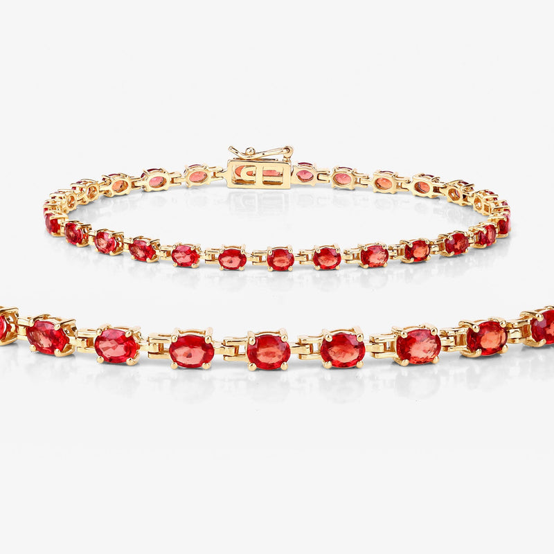 Bids.com 7.00 Carat Genuine Orange Sapphire 14K Yellow Gold Bracelet Bracelets White Smoke size 7.00