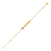 Bids.com 14k Yellow Gold 5 1/2 inch Childrens ID Bracelet with Enameled Heart Bracelets White Smoke 5.5 / Yellow Gold
