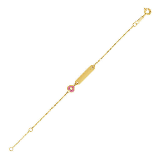 Bids.com 14k Yellow Gold 5 1/2 inch Childrens ID Bracelet with Enameled Heart Bracelets White Smoke 5.5 / Yellow Gold