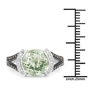 Bids.com 3.59 Carat Genuine Green Amethyst, Green Diamond & White Diamond .925 Sterling Silver Ring Rings White Smoke size 7.00,size 8.00,size 6.00,size 9.00,size 5.00,size 10.00