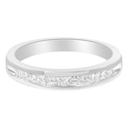 Bids.com .925 Sterling Silver 1/2 Cttw Princess-Cut Diamond Channel-Set Half-Eternity Wedding or Anniversary Band Ring (H-I Color, I2 Clarity) - Size 6 Rings White Smoke 7 / White.Sterling Silver,8 / White.Sterling Silver,6 / White.Sterling Silver