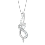 Bids.com Espira 10K White Gold 1/5 cttw Round Cut Diamond Swirl Pendant Necklace (J-K, I1-I2) Necklaces White Smoke White.Gold / 18