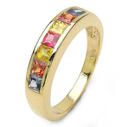 Bids.com 14K Yellow Gold Plated 1.26 Carat Genuine Multi Sapphire .925 Sterling Silver Ring Rings White Smoke size 7.00,size 6.00,size 8.00,size 9.00