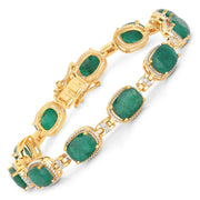 Bids.com 15.06 Carat Dyed Emerald and White Diamond .925 Sterling Silver Bracelet Bracelets White Smoke size 7.00,size 8.00