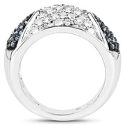 Bids.com 0.94 Carat Genuine Blue Diamond and White Diamond .925 Sterling Silver Ring Rings White Smoke size 7.00,size 8.00,size 6.00,size 9.00