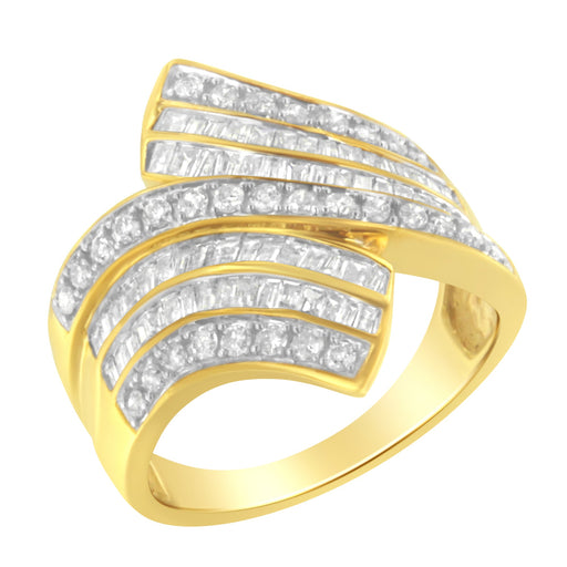 Bids.com 10K Yellow Gold Diamond Bypass Ring (1 1/7 Cttw, I-J Color, I1-I2 Clarity) - Size 5 Rings White Smoke 7 / Yellow.Gold,10 / Yellow.Gold,8 / Yellow.Gold,7.5 / Yellow.Gold,5 / Yellow.Gold