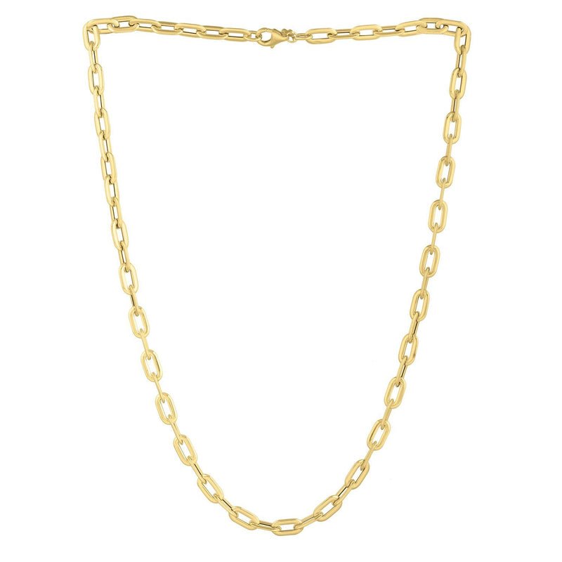 Bids.com 14k Yellow Gold Oval Domed Paperclip Chain Necklace (5.30 mm) Necklaces White Smoke 18 / Yellow Gold