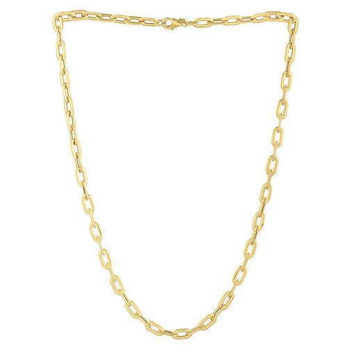 Bids.com 14k Yellow Gold Oval Domed Paperclip Chain Necklace (5.30 mm) Necklaces White Smoke 18 / Yellow Gold
