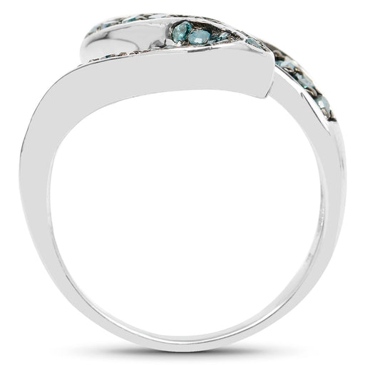 Bids.com 0.76 Carat Genuine Blue Diamond .925 Sterling Silver Ring Rings White Smoke size 6.00,size 7.00,size 8.00,size 9.00