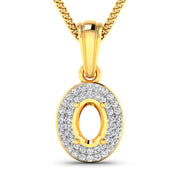 Bids.com 0.17 Carat Genuine White Diamond 14K Yellow Gold Semi Mount Pendant - holds 7x5mm Oval Gemstone Pendants White Smoke