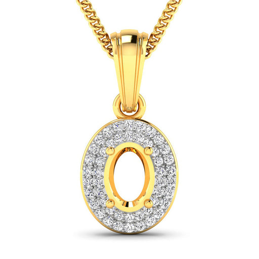 Bids.com 0.17 Carat Genuine White Diamond 14K Yellow Gold Semi Mount Pendant - holds 7x5mm Oval Gemstone Pendants White Smoke