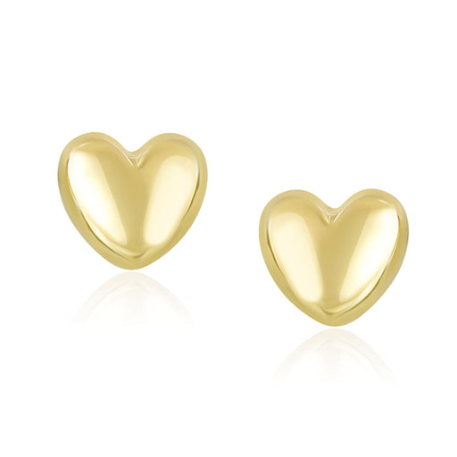 Bids.com 14k Yellow Gold Puffed Heart Shape Shiny Earrings Earrings White Smoke Yellow Gold