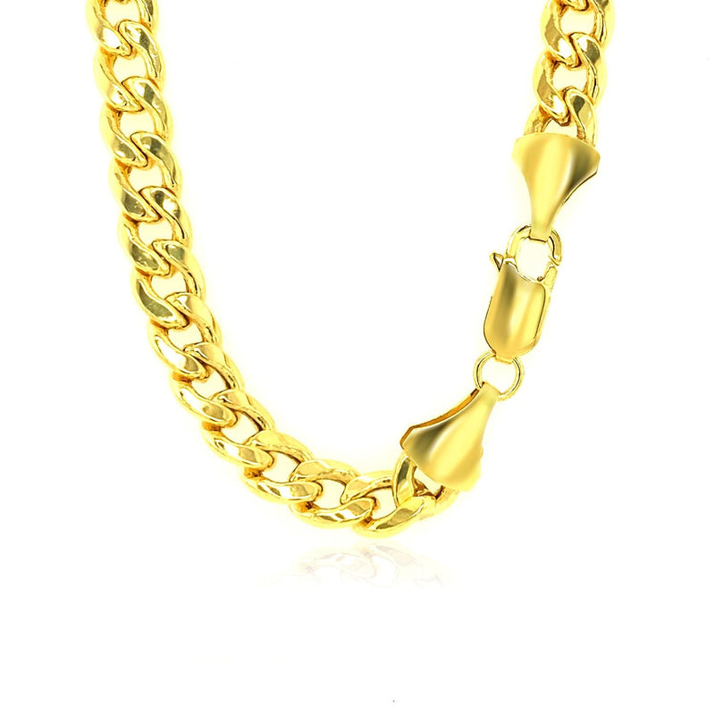 Bids.com 6.5mm 10k Yellow Gold Light Miami Cuban Chain Necklaces White Smoke 22 / Yellow Gold,24 / Yellow Gold