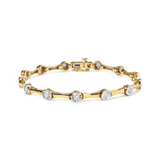 Bids.com 10K Yellow Gold Plated .925 Sterling Silver 1.0 Cttw Miracle Set Diamond Bezel Style Station Link Bracelet (H-I Color, I3 Clarity) - Size 7" Bracelets White Smoke Yellow.Sterling Silver / 7