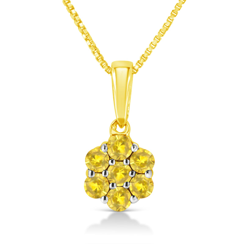 Bids.com .925 Sterling Silver 1/2 Cttw Prong Set Treated Green Diamond Floral Cluster 18" Pendant Necklace (Green Color, I1-I2 Clarity) Necklaces White Smoke Yellow Diamond / 0.25 / White,Yellow Diamond / 0.25 / Yellow,Green Diamond / 0.25 / White,Yellow Diamond / 0.5 / White,Green Diamond / 0.5 / White