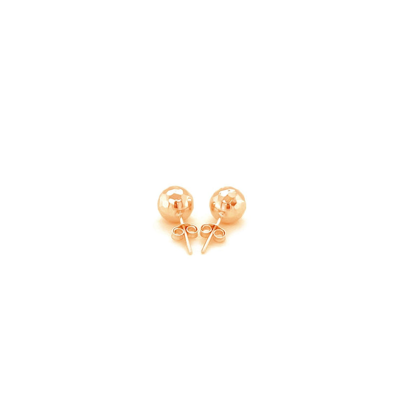 Bids.com 14k Rose Gold Ball Earrings with Faceted Texture Earrings White Smoke Rose Gold