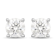 Bids.com 0.80 Carat Genuine White Diamond 14K White Gold Earrings Earrings White Smoke