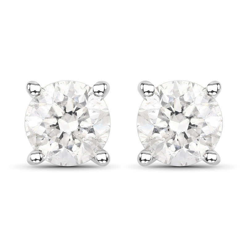 Bids.com 0.80 Carat Genuine White Diamond 14K White Gold Earrings Earrings White Smoke