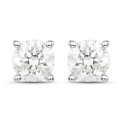 Bids.com 0.80 Carat Genuine White Diamond 14K White Gold Earrings Earrings White Smoke