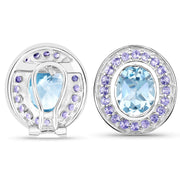 Bids.com 6.30 Carat Genuine Blue Topaz and Tanzanite .925 Sterling Silver Earrings Earrings White Smoke