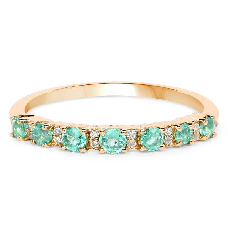 Bids.com 0.41 Carat Genuine Zambian Emerald and White Diamond 14K Yellow Gold Ring Rings White Smoke size 6.00,size 7.00,size 8.00,size 5.00,size 9.00