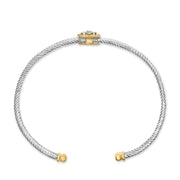 Bids.com 18K Yellow Gold Plated .925 Sterling Silver Diamond Accent  and Fleur Di Lis Medallion Bangle Bracelet (I-J Color, SI1-SI2 Clarity) - 7.25 Inches Bracelets White Smoke YellowWhite.Sterling Silver / 0.1