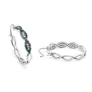 Bids.com 0.52 Carat Genuine Blue Diamond & White Diamond .925 Sterling Silver Earrings Earrings White Smoke