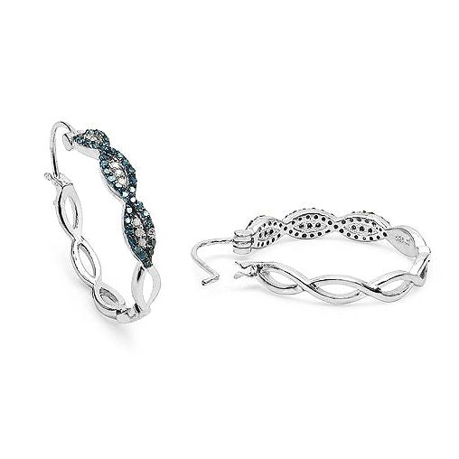 Bids.com 0.52 Carat Genuine Blue Diamond & White Diamond .925 Sterling Silver Earrings Earrings White Smoke