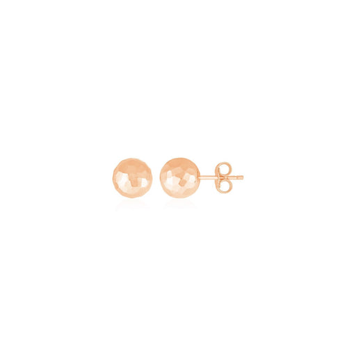 Bids.com 14k Rose Gold Ball Earrings with Faceted Texture Earrings White Smoke Rose Gold