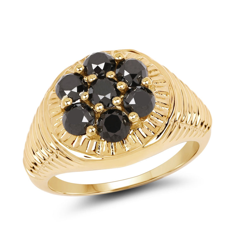Bids.com 14K Yellow Gold Plated 1.40 Carat Genuine Black Diamond .925 Sterling Silver Ring Rings White Smoke size 9.00,size 9.50,size 10.00,size 6.00,size 7.00,size 8.00