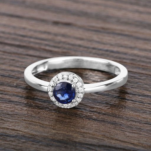 Bids.com 0.52 Carat Genuine Blue Sapphire and White Diamond 14K White Gold Ring Rings Dim Gray size 6.00,size 7.00,size 8.00,size 9.00