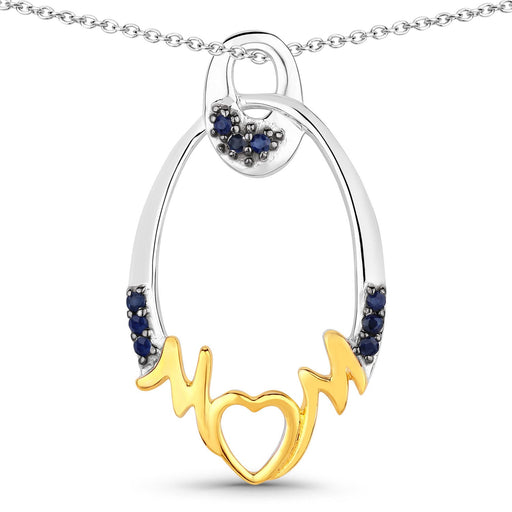 Bids.com 0.18 Carat Genuine Blue Sapphire .925 Sterling Silver Pendant Pendants White Smoke size 18.00